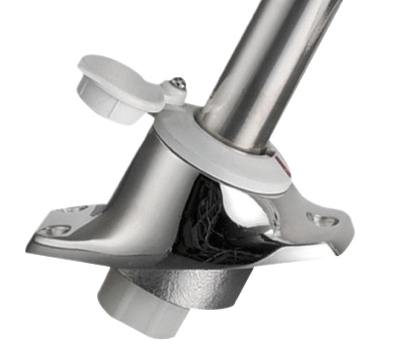 Asta luminosa completa di fanale di fonda Evoled 360° - Versione angolata ed estraibile con basetta inox fissaggi in piano COD 11.039.42