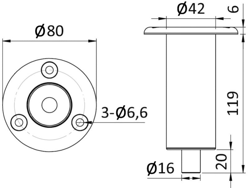 Basetta inox a incasso (serie 15.480.xx) COD 15.480.21