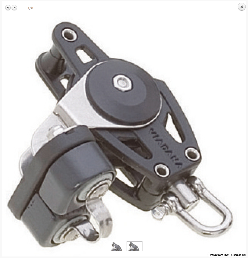 Bozzello VIADANA 1 puleggia arricavo e strozzascotte A - COD 55.056.01 (8mm)