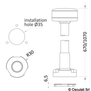 Asta luce bianca 360° wireless 60 cm plastica