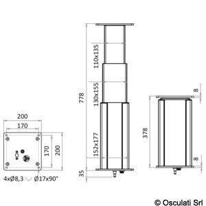 Gamba tavolo Dudge 77 square elettrica in alluminio COD 48.731.12