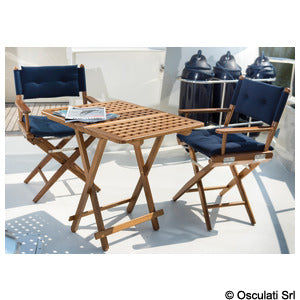 Sedia teak pieghevole rivestimento blu navy COD 71.323.20