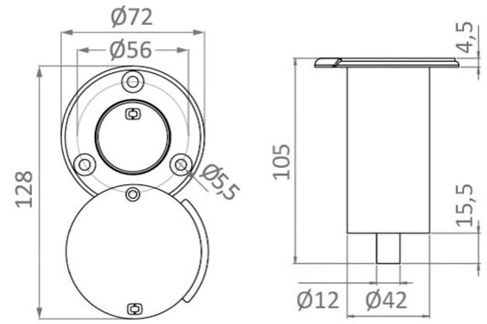 Base DELUX tappo rotante per asta telescopica Doccia Rocky (serie 15.480.xx) COD 15.480.26