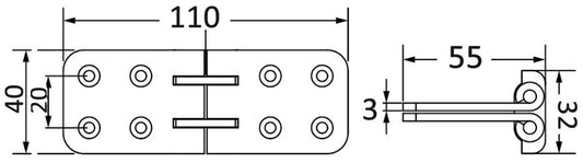 Cerniera a ribalta di precisione con rotazione 180° COD 38.291.00