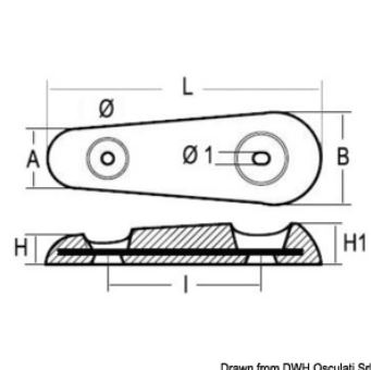 Anodo ovale VETUS 1000 g COD 43.902.05