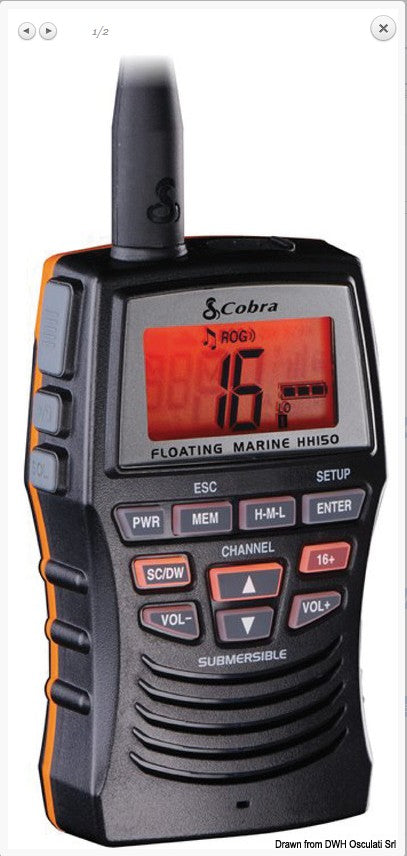 COBRA MARINE MR HH150FLTE, VHF portatile COD 29.661.02