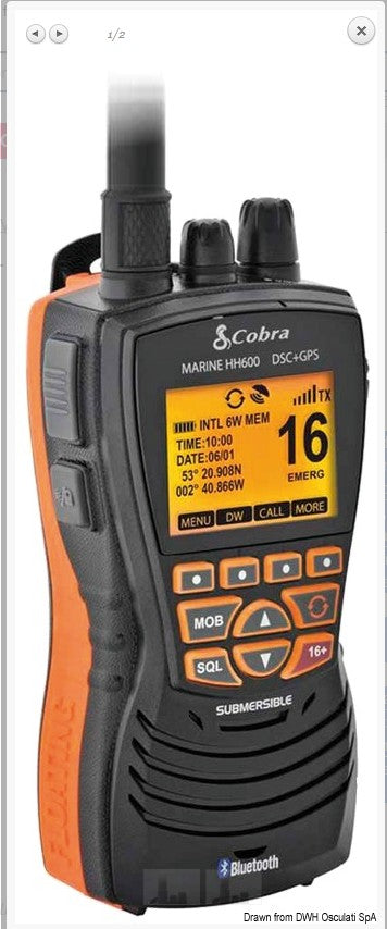 VHF COBRA MARINE MR HH600 GPS BT EU COD 29.661.07